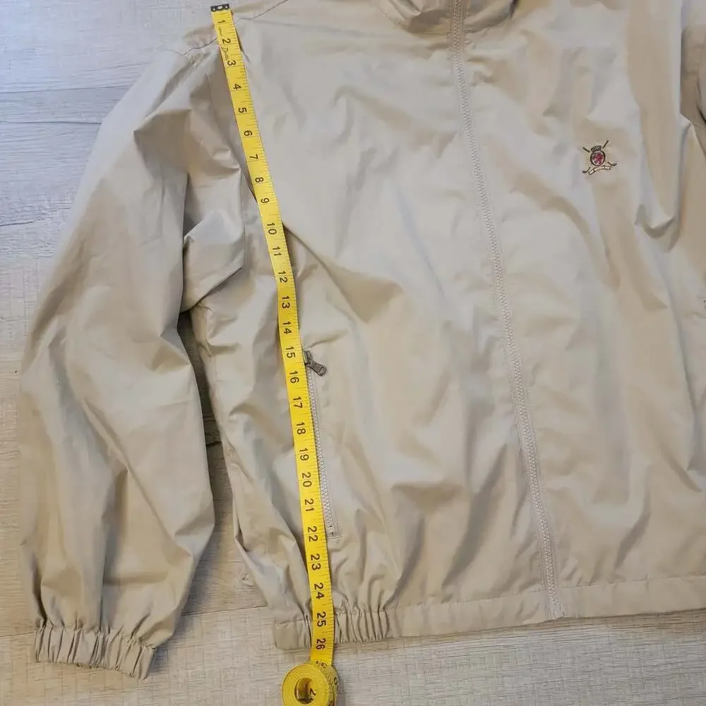 Tommy Hilfiger Golf Vintage Men's Beige Full-Zip Lined Windbreaker Jacket